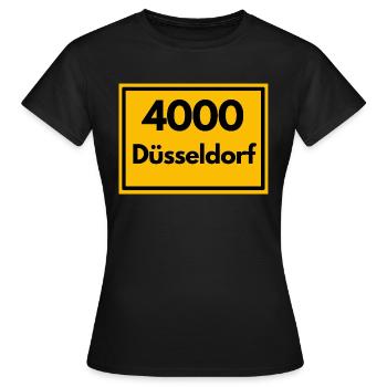 Ortsschild - damals Retro PLZ 4000 Düsseldorf - Frauen T-Shirt - Schwarz - Vorne - AI Model Female 172 dark (172cm)