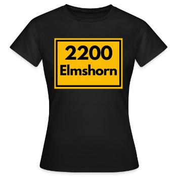 Ortsschild - damals Retro alte PLZ 2200 Elmshorn - Frauen T-Shirt - Schwarz - Vorne - AI Model Female 172 dark (172cm)