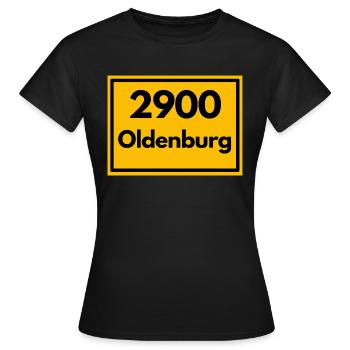 Ortsschild - damals Retro alte PLZ 2900 OLDENBURG - Frauen T-Shirt - Schwarz - Vorne - AI Model Female 172 dark (172cm)