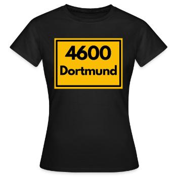 Town sign - then retro old zip code DORTMUND - Women's T-Shirt - black - Front - AI Model Female 172 dark (172cm)