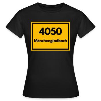 Ortsschild - damals alte PLZ 4050 MÖNCHENGLADBACH - Frauen T-Shirt - Schwarz - Vorne - AI Model Female 172 dark (172cm)