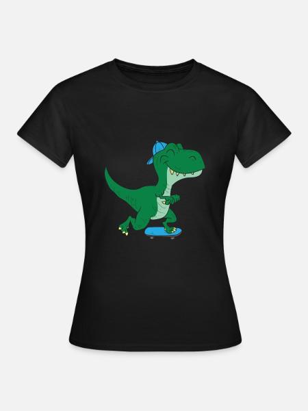 Skateboarding Dinosaurier T-Rex - Frauen T-Shirt - Schwarz
