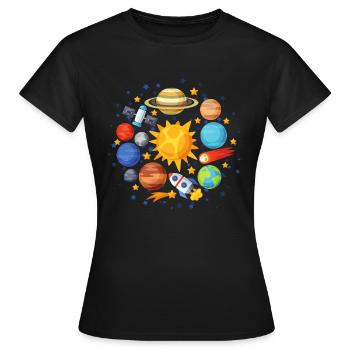 planeten, sonne, erde, pantene, universum - Frauen T-Shirt - Schwarz - Vorne - AI Model Female 172 dark (172cm)