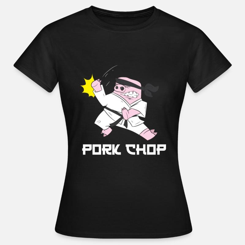 Karate pig pork chop - Women's T-Shirt - black