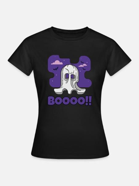 Booo Geist Halloween Gruselig - Frauen T-Shirt - Schwarz