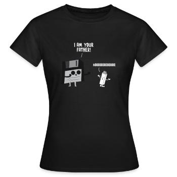 Je suis ton père Clé USB et disquette - T-shirt Femme - noir - Devant - AI Model Female 172 dark (172cm)