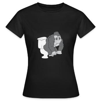 Gorilla auf Toilette - Frauen T-Shirt - Schwarz - Vorne - AI Model Female 172 dark (172cm)