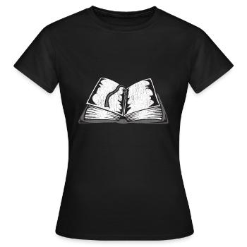 open book imprint - Women's T-Shirt - black - Front - AI Model Female 172 dark (172cm)