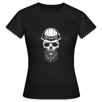 Skull with safety helmet, construction worker - Women's T-Shirt - black - Front - AI Model Female 172 dark (172cm)
