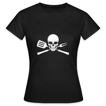 Barbecue - crâne avec des couverts grill - T-shirt Femme - noir - Devant - AI Model Female 172 dark (172cm)