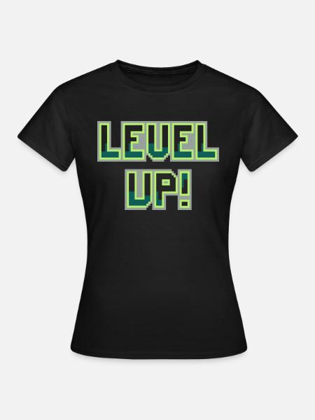 Level Up (Pixel-Schriftzug) - Frauen T-Shirt - Schwarz