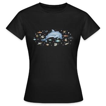 Delphin - Frauen T-Shirt - Schwarz - Vorne - AI Model Female 172 dark (172cm)