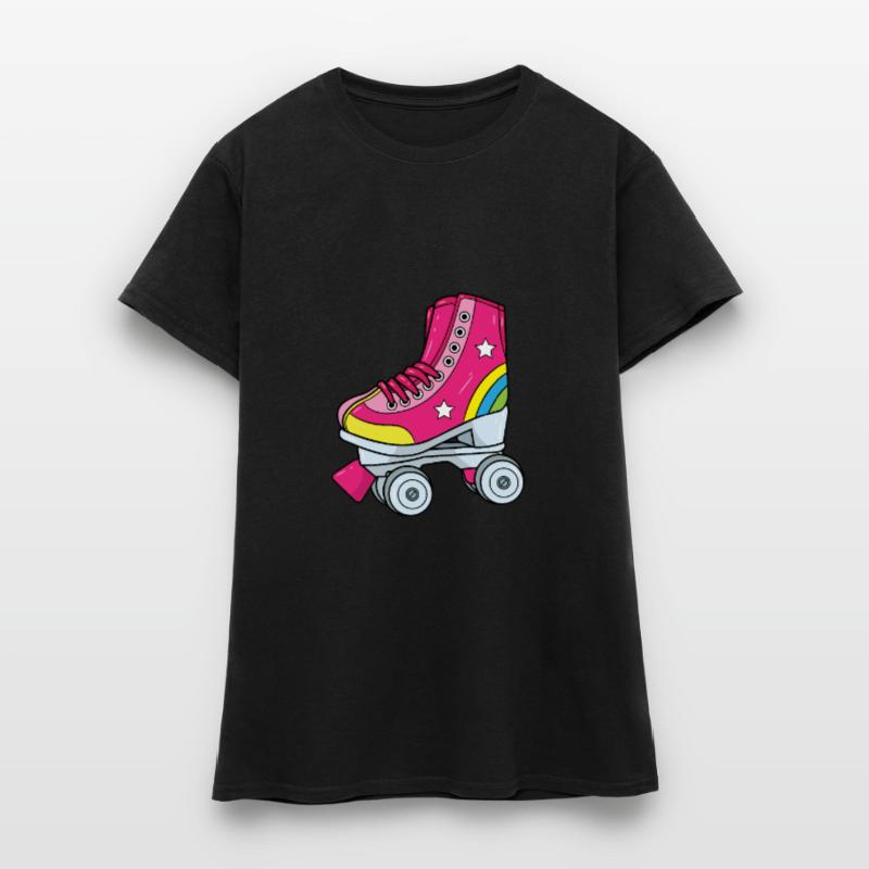Rollschuhe - Pinker Rollschuh mit Regenbogen Frauen T-Shirt