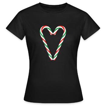 Zuckerstange Herz - Frauen T-Shirt - Schwarz - Vorne - AI Model Female 172 dark (172cm)