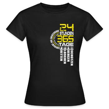 Feuerwehr I 24 Stunden 365 Tage einsatzbereit - Frauen T-Shirt - Schwarz - Vorne - AI Model Female 172 dark (172cm)