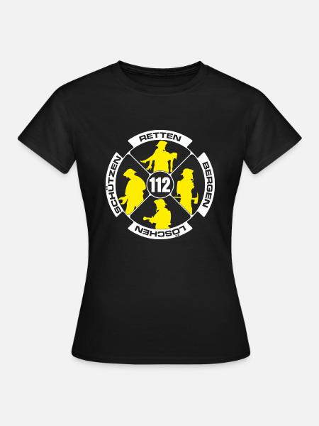 Feuerwehr Notruf 112 Retten Löschen Ehrenamt Helfe - Frauen T-Shirt - Schwarz