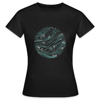 Océan - cercle de courant océanique - T-shirt Femme - noir - Devant - AI Model Female 172 dark (172cm)
