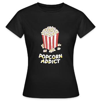 Popcorn - Popcorn addict / sac blanc rouge - T-shirt Femme - noir - Devant - AI Model Female 172 dark (172cm)