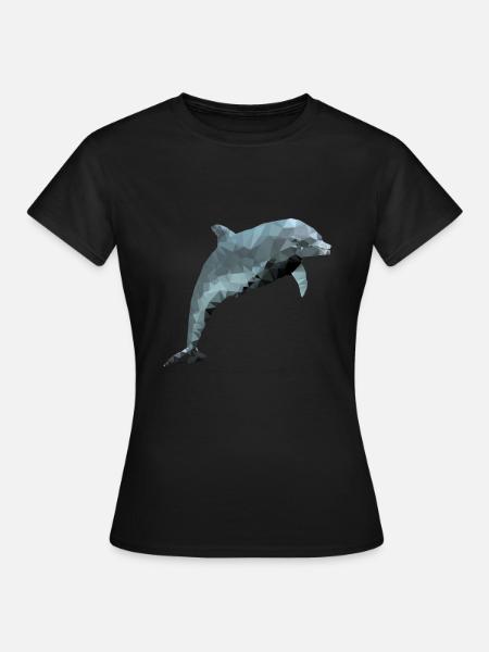 Delfin - Polygon / Dreieck - Frauen T-Shirt - Schwarz
