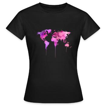 Weltkarte - Frauen T-Shirt - Schwarz - Vorne - AI Model Female 172 dark (172cm)