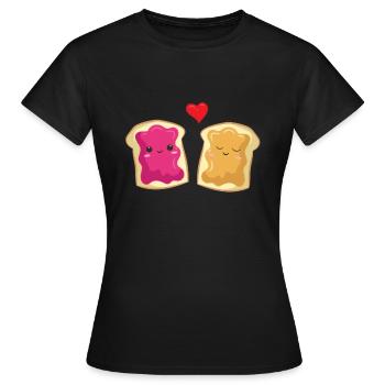 Love - confiture et beurre d'arachide - T-shirt Femme - noir - Devant - AI Model Female 172 dark (172cm)