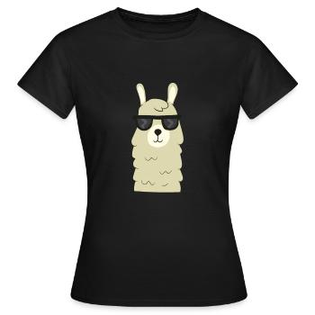 Lama - Lama cool avec des lunettes de soleil - T-shirt Femme - noir - Devant - AI Model Female 172 dark (172cm)