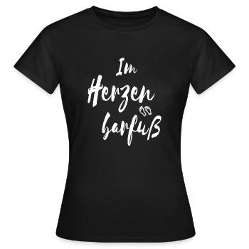 Im Herzen Barfuss weis - Frauen T-Shirt - Schwarz - Vorne - AI Model Female 172 dark (172cm)