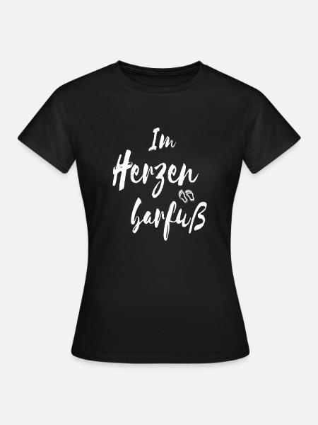 Im Herzen Barfuss weis - Frauen T-Shirt - Schwarz