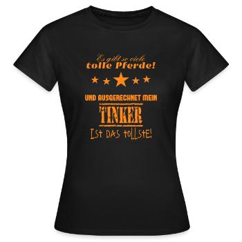 Tinker T-Shirt Pferderasse Tinker - Frauen T-Shirt - Schwarz - Vorne - AI Model Female 172 dark (172cm)