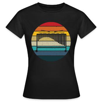 Marimba retro Sonnenuntergang - Marimba Instrument Geschenk - Frauen T-Shirt - Schwarz - Vorne - AI Model Female 172 dark (172cm)