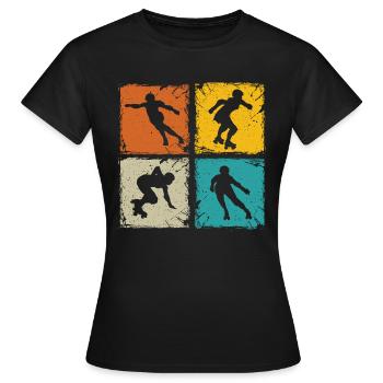 Roller derby rétro carrés roller derby unique - T-shirt Femme - noir - Devant - AI Model Female 172 dark (172cm)