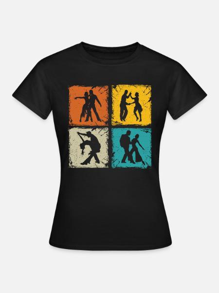Danseurs de salsa rétro carrés salsa danseur cadeau - T-shirt Femme - noir