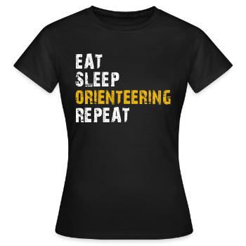 manger sommeil Course d’orientation - T-shirt Femme - noir - Devant - AI Model Female 172 dark (172cm)