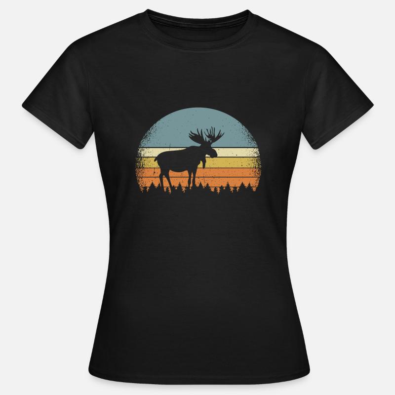 Elch Elche Elchkuh Geweih Geschenkidee - Frauen T-Shirt - Schwarz