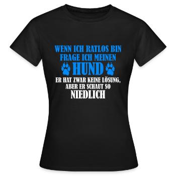 Hunde Sprüche Lustig Ratlos Geschenk Niedlich - Frauen T-Shirt - Schwarz - Vorne - AI Model Female 172 dark (172cm)