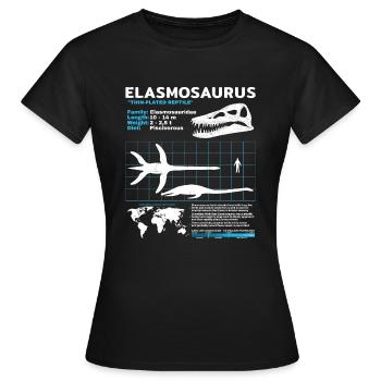 Fiche d’information sur Elasmosaurus - T-shirt Femme - noir - Devant - AI Model Female 172 dark (172cm)
