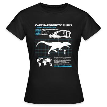 Fiche technique de Carcharodontosaurus - T-shirt Femme - noir - Devant - AI Model Female 172 dark (172cm)