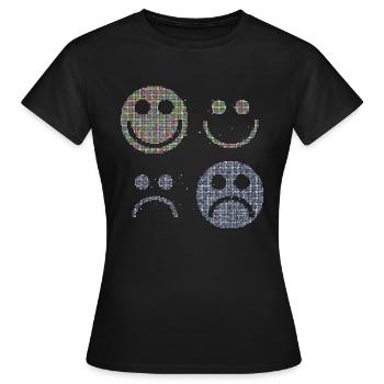 Visages heureux et tristes - T-shirt Femme - noir - Devant - AI Model Female 172 dark (172cm)