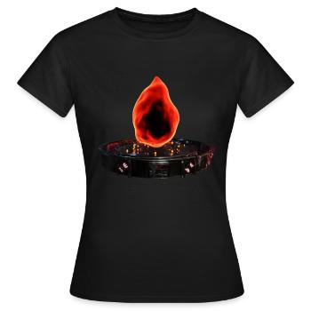Stilisiertes Feuer in Sci-Fi-Plataform - Frauen T-Shirt - Schwarz - Vorne - AI Model Female 172 dark (172cm)