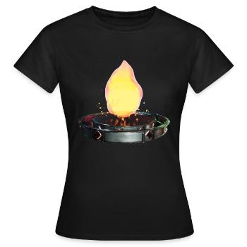 Wachsendes Feuer in der Science-Fiction-Plattform - Frauen T-Shirt - Schwarz - Vorne - AI Model Female 172 dark (172cm)