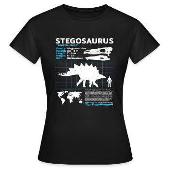 Fiche technique de Stegosaurus - T-shirt Femme - noir - Devant - AI Model Female 172 dark (172cm)