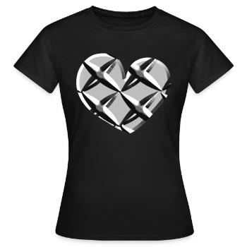 graues herz netz muster gefangen - Frauen T-Shirt - Schwarz - Vorne - AI Model Female 172 dark (172cm)