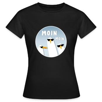 Moin Moin Möwen - Frauen T-Shirt - Schwarz - Vorne - AI Model Female 172 dark (172cm)
