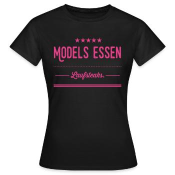 MODELS essen Lauf STEAKS +++ Funny and New Design! - Frauen T-Shirt - Schwarz - Vorne - AI Model Female 172 dark (172cm)