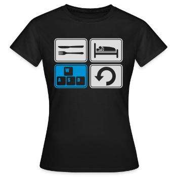 Gaming daily repeat computer - Women's T-Shirt - black - Front - AI Model Female 172 dark (172cm)