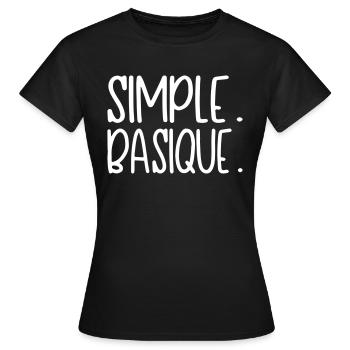 Simple Basique - T-shirt Femme - noir - Devant - AI Model Female 172 dark (172cm)