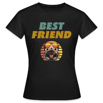 Meilleur ami Chien Chien amoureux Meilleur ami Chien Amour - T-shirt Femme - noir - Devant - AI Model Female 172 dark (172cm)