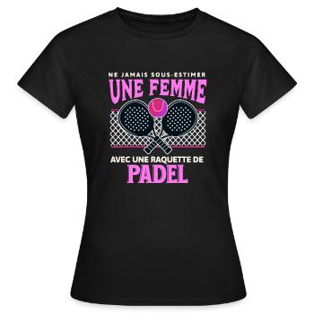 Maillot padeliste femme humour idée cadeau padel - T-shirt Femme - noir - Devant - AI Model Female 172 dark (172cm)