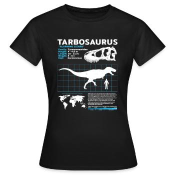 Fiche d’information sur Tarbosaurus - T-shirt Femme - noir - Devant - AI Model Female 172 dark (172cm)