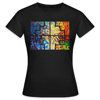 Collors géométriques - T-shirt Femme - noir - Devant - AI Model Female 172 dark (172cm)